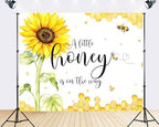 Trykid 12x8ft Sunflower Baby Shower Backdrop A Little Honey is on The Way Honeycomb Photography Background Gender Reveal Party Decoration Photoshoot Studio Props Fabric - Image 2