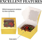 KPOSIYA 120pcs Small Cookie Boxes with Window, 4x4x2.5 Gold Bakery Box - Image 3