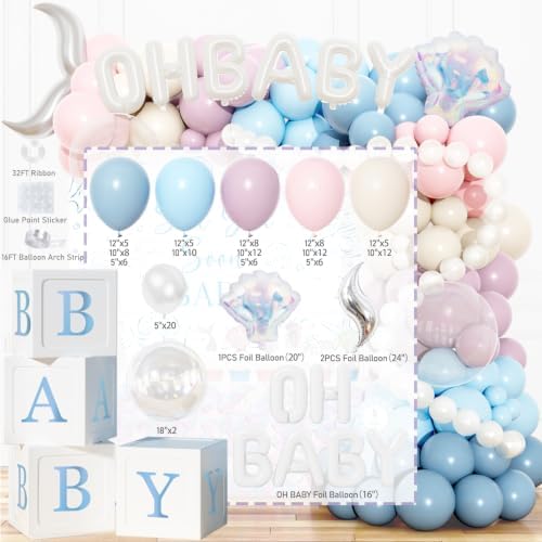 Mermaid Baby Shower Decorations, Sea You Soon Baby Shower Decorations with Backdrop, Balloon Garland, Boxes, headband for Girls Under the Sea Ocean Themed Party - Image 3
