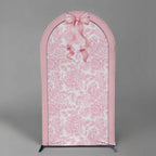 Pink Floral Arch Backdrop Cover Toile Bride to Be Baby Shower Girl Party Chiara Arched Frame Bow Flowers 1st Wedding Birthday Parties Decorations (6.6FT,4383) - Image 2