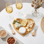 Patelai 4 Set Bridal Baby Shower Favor Heart Cheese Board with Knife, Wood Mini Charcuterie Board Thank You Gift Box for Guest Bridal Baby Shower Prize Wedding Valentines Birthday (Bamboo Color) - Image 4