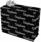 MyPupSocks Personalized Multi Name Black Reversible Kids Birthday Wrapping Paper All Occasion Reversible Wrapping Paper 3 Rolls 58x23 inch by MyPupSocks