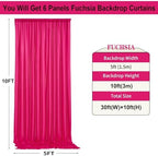 30ft x 10ft Fuchsia Wrinkle Free Backdrop Curtains for Parties,6 Panels 5×10ft Thick Silky Polyester Hot Pink Photo Backdrop Drapes Curtain for Barbie Party Wedding Birthday Baby Shower Photography - Image 5