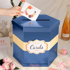ROSEGLD Navy Blue Card Box, Card Receiving Box with Ribbon 14x12x12 Inches - Image 2