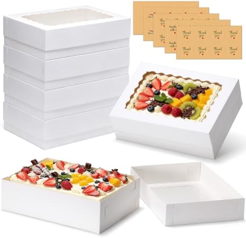 30pcs 14x10x4in Rectangular Quarter Sheet Cake Boxes with Window by DOYIDE