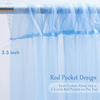 20×10ft Blue Tulle Backdrop Curtain with Lights String for Parties, Sheer Photo Backdrop Curtains for Wedding Party Photography Background - Image 5