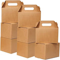 Shallive 50 Pcs Large Treat Boxes 9x6x6 Inch Brown Gable Gift Boxes with Handle Kraft Lunch Boxes Recycled Paper Gift Bags Take Out Cookie Boxes Welcome Boxes Candy Bags For Wedding Supplies by SHALLIVE
