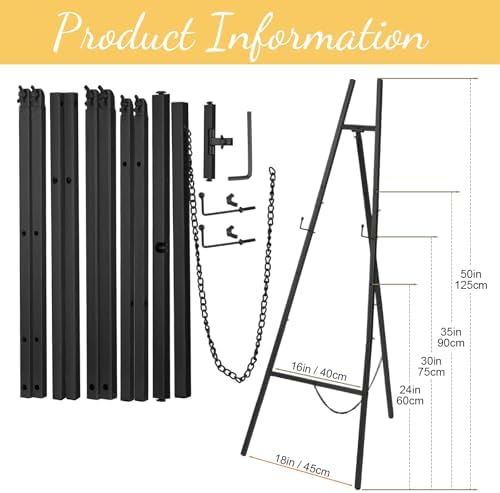 Black Croblissful 50" Easel Stand for Wedding Sign Adjustable, Metal - Image 4