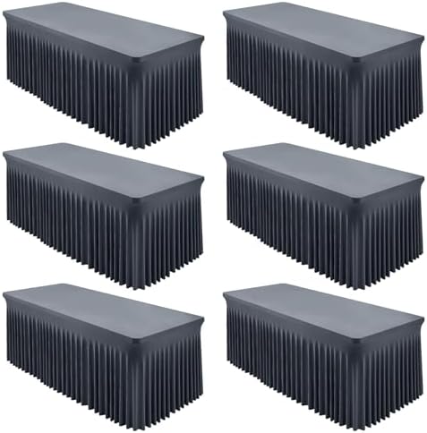 Shillance 6 Packs Grey Spandex Tableclothes for 8 Foot Rectangle Table, Spandex Table Covers 8FT Stretch Table Skirts Wrinkle Free Fitted Table Cloth for Event, Wedding, Banquet & Parties by Shillance