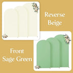 Sage Green Beige Arch Backdrop Cover 6FT 5FT 4FT Wedding Arch Covers Set of 3 Spandex Fitted Fabric Backdrops Double-Color Arch Covers Stretchy Backdrop for Party Baby Shower Birthday Decoration - Image 7