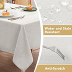 H.VERSAILTEX Linen Table Cloths Rectangle 60 x 104 Inch Premium Tablecloth Spill-Proof Waterproof Table Cover for Dining Buffet Feature Extra Soft and Thick Fabric Wrinkle Free, White - Image 4