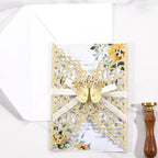 50PCS Gold Wedding Invitations with Envelopes and RSVP Cards - Image 5