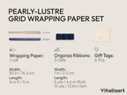 Vitalizart Blue Metallic Grid Wrapping Paper Set 30" Organza Ribbon & Tags - Image 2