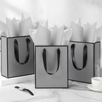 Yeaqee 50 Pcs Metallic Paepr Gift Bags Bulk with Handles,Grey Black - Image 5