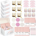Ctosree 6 Set/48 Pcs Pink Baby Shower Game Prizes for Winners Include Ceramic Mug, Spoon, Notebook, Pen, Coaster, Scented Candle, Eye Mask and Gift Box for Wedding Bridal Baby Shower Games Prize Gift by Ctosree