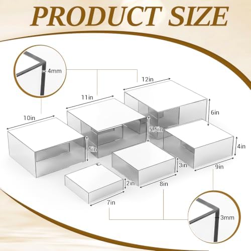 Geelin 6 Pack Acrylic Risers Hollow Bottom,Sliver,7 to 12 Inch,Square - Image 3