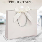 Silkfly 24 Pcs Paper Gift Bags with Handles & Bow Ribbon, Ivory - Image 2