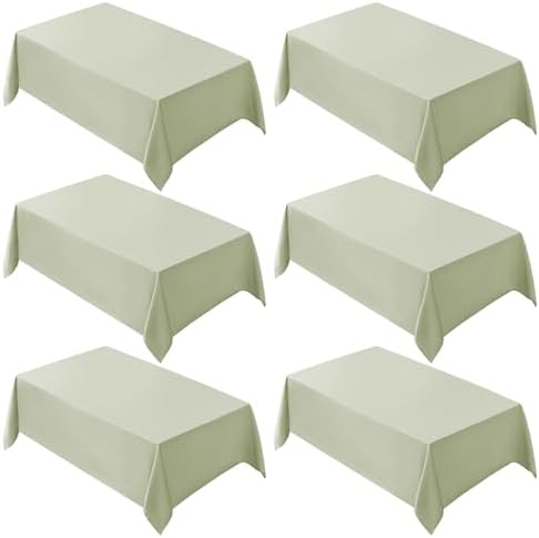 VidaFete 6 Pack 90 * 132inch Sagegreen Rectangle Tablecloth for 6ft Tables by VidaFete