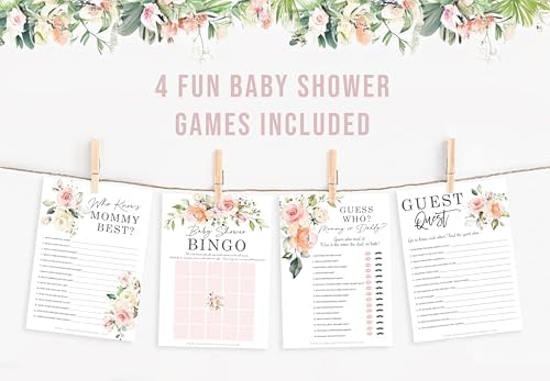 Your Main Event Prints Floral Baby in Bloom Baby Shower Games, Fun Activities for 25 Guests(Bingo, Who Knows Mommy Best, Guest Quest and Guess Who) (Pack of 2) - Image 2