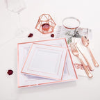 WDF 300 Pieces Rose Gold Plastic Silverware- Disposable Flatware Set - Heavy Duty Plastic Cutlery Includes 100 Forks, 100 Spoons, 100 Knives Perfect for Wedding/Party/Birthday - Image 4