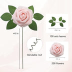 Artificial Flowers Realistic Roses, Real Looking Fake Roses with Stem for DIY Wedding Bouquets Centerpieces Bridal Shower Party Home Romantic Decorations (Light Pink, Regular 3" - 200pcs) - Image 2
