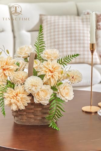 TINGE TIME 23pcs Artificial Wedding Flower Combo, Rose Dahlia Champagne - Image 7