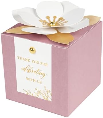 FEIYI 20 PCS 3.55” Dusty Rose Gift Boxes，Party Favor box with flowers by FEIYI
