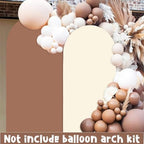 2PCS Arch Backdrop Covers Mocha Brown Cream Color (7.2ft+6ft) , Spandex Fitted Arch Stand Covers Background for Wedding Baby Shower Birthday Bridal Shower Party Decorations (Only Covers) - Image 3