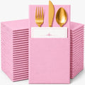 100Pcs Light Pink Napkins Disposable Linen Feel Dinner Paper Napkins with Built-in Flatware Pocket, Airlaid Paper Pre-Folded Napkins for Silverware Baby Shower Wedding Birthday Party by Unknown