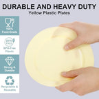 FLOWERCAT 200PCS Yellow Plastic Plates Disposable Plates for Party - Heavy Duty Plastic Plates - 100 10" Dinner Plates and 100 7" Salad Plates for Weddings, Easter Parties and Events - Image 3