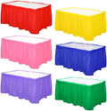 Mixweer 6 Pcs Assorted Color Plastic Table Skirts 14ft x 29in Neon Party Desk Curtain Skirt for Rectangle Round Table Cloth Teacher Desk Wedding Banquet Dinning Pleated disposable Ruffled by Mixweer