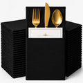 100 Pcs Black Napkins Disposable Linen Feel Dinner Paper Napkins with Built-in Flatware Pocket, Airlaid Paper Pre-Folded Napkins for Silverware Baby Shower Easter Wedding Birthday Party by Unknown
