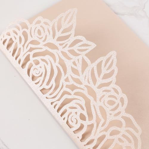 50pcs Tri-Fold Laser Cut Invitation with Envelope Blank Inner Sheets RSVP - Image 6