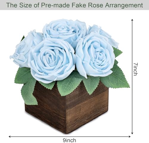 Sky Blue Dining Table Centerpiece Set of 6, Pre-Made, Wooden Box - Image 2