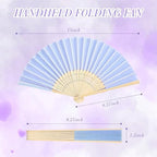 Blulu 40 Pcs Folding Hand Fan Bamboo Silk Wedding,Macaroon Color - Image 3