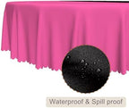 Hot Pink and Black Round Tablecloth 70 Inch Patchwork Circular Table Cloth Waterproof and Stain Resistant Fabric Table Cover for Dinner Graduation Wedding Birthday Party Decorations - Image 2