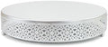 14 Inch Luxury Silver Cake Stand, Round Metal Dessert Display with Ornate Filigree Lace, Dual‑Coated Premium Finish for Wedding, Anniversary & Elegant Home Decor by FEICTPOX