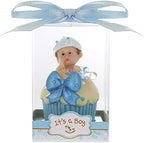 Keepsake Figurine 12 pcs Baby Boy Inside Blue Cup Cake | Awesome Decorations or Party Favors | for Pregnancy Announcements, Gender Reveals, Birthday and Special Celebrations by MEGA+FAVORS