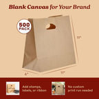 Natural Brown Kraft Paper Bags with Die Cut Handles - 11" x 6" x 11" - Image 6