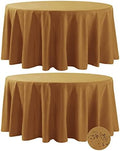 Fokitut 2 Pack Waterproof Round Tablecloth, 108 Inch, Stain Resistant and Wrinkle Polyester Table Cloth, Fabric Table Cover for Kitchen Dining, Wedding, Party, Holiday Dinner-Gold by BalsaCircle