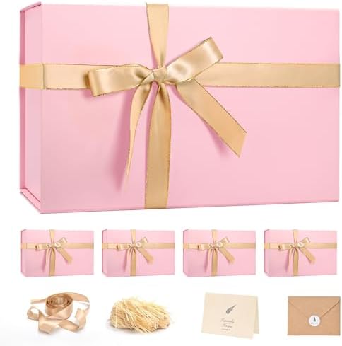 LIFELUM Pink Wedding Gift Box with Magnetic Lid for Presents, 14"x8.5"x4.5" by Lifelum