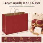 METRONIC Red Large Paper Gift Bags with Handles 16 x 6 x 12 Inch, 50 Pack - Image 2