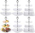 Sawysine 6 Pack 3 Tiered Serving Tray White Plastic Dessert Tower, Black by Sawysine