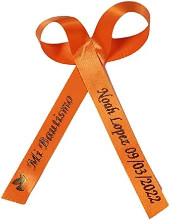 25 Personalized Ribbons Assesmbled Bows Custom Bridal Shower Favor Party Favors Wedding Bridesmaid Memorial Ribbons Funeral Baby Invitations Mis XV años Quinceanera (Orange Ribbon) - Image 5
