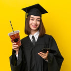 Whaline 50Pcs 12Oz Graduation Disposable Plastic Cups with Lids and Straws Black Graduation Cap Cold Beverage Drinking Cups for Congrats Grad Party Supplies - Image 6