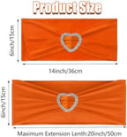 Orange Chair Sashes 50 Pack Spandex Orange Sashes for Chairs Covers Universal Stretch Chair Sashes Band with Heart Buckle Slider for Wedding Banquet Party Decorations - Image 2