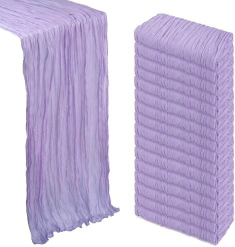 16 Pack 23 x 120 Inch Lilac Purple Table Runner 10Ft Cheesecloth by Heneger