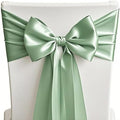 50 Pack Sage Green Chair Sashes Bows Satin Wedding Chair Ribbons 7x108 Inch by SINSSOWL