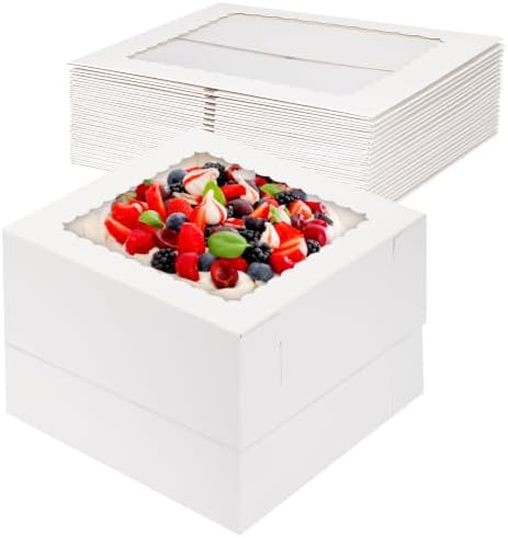 Moretoes 28pcs Cake Boxes, 10”x10”x8” Bakery Boxes for Pastries, Desserts by Moretoes
