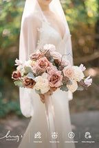 Ling's moment Artificial Pink Wedding Flowers Combo, Dusty Rose, Grand - Image 2